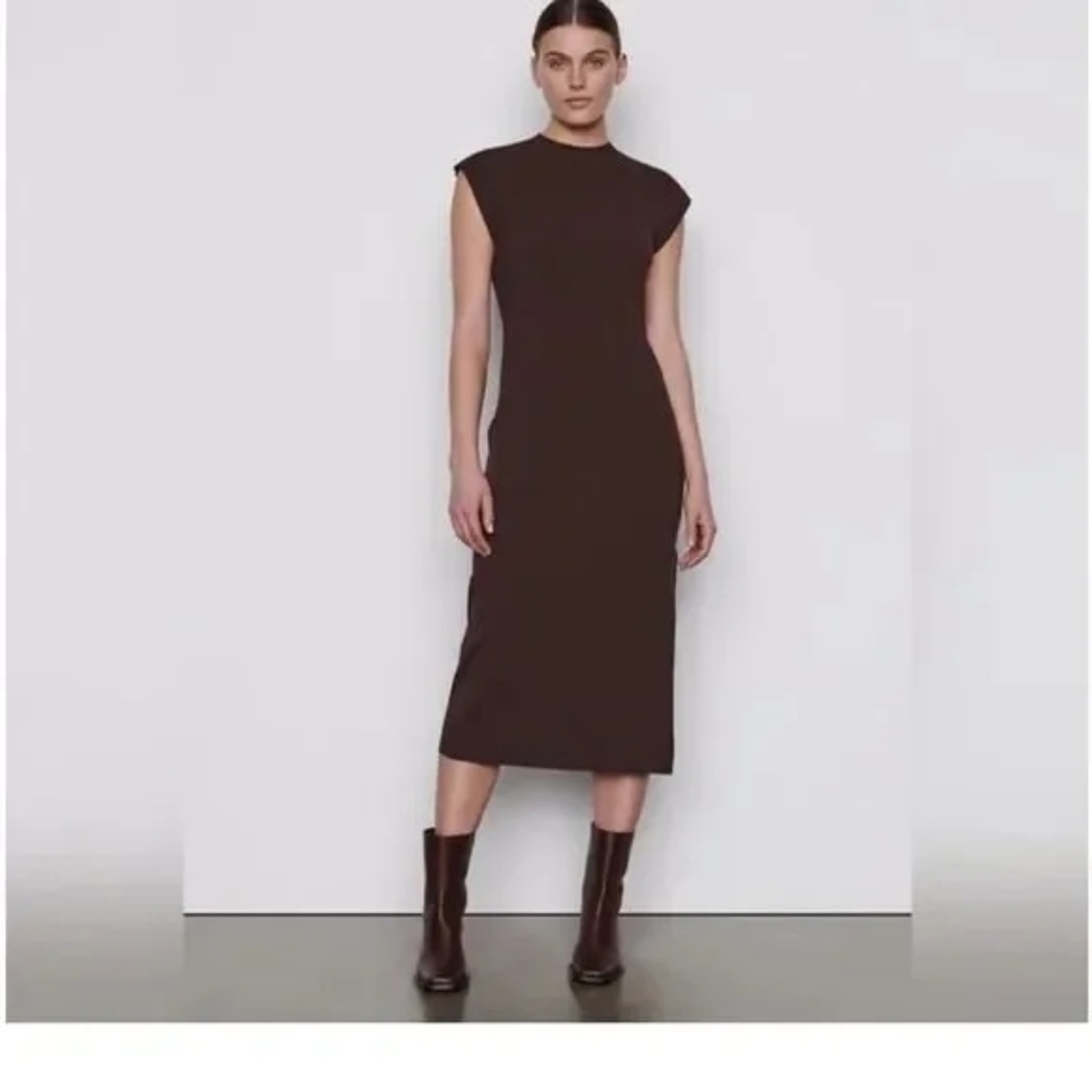 Frame Muscle Crew Organic Cotton Sleeveless Maxi Dress in Dark Chocolate Medium - Picture 2 of 11